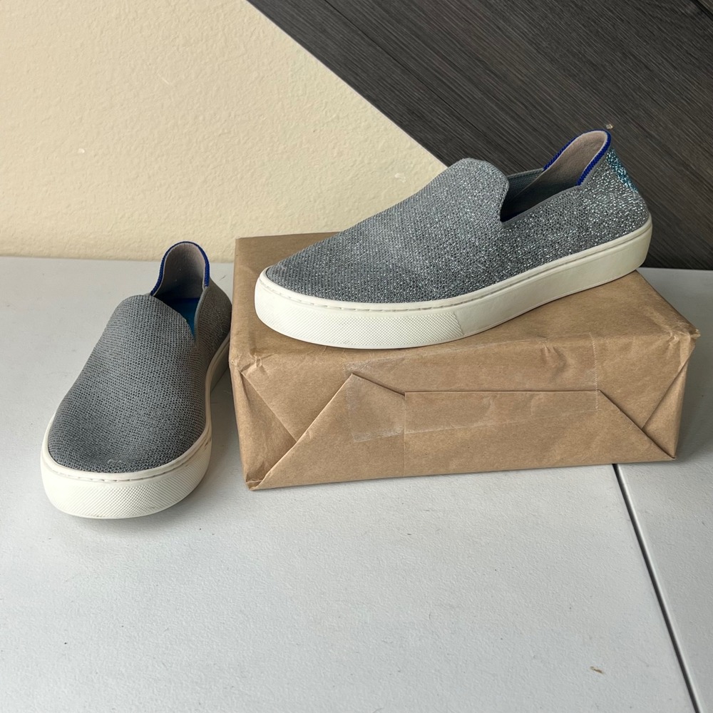 Rothy's Women's Knit Slip On Sneakers Size 8 Gray Blue Casual‎ Comfort